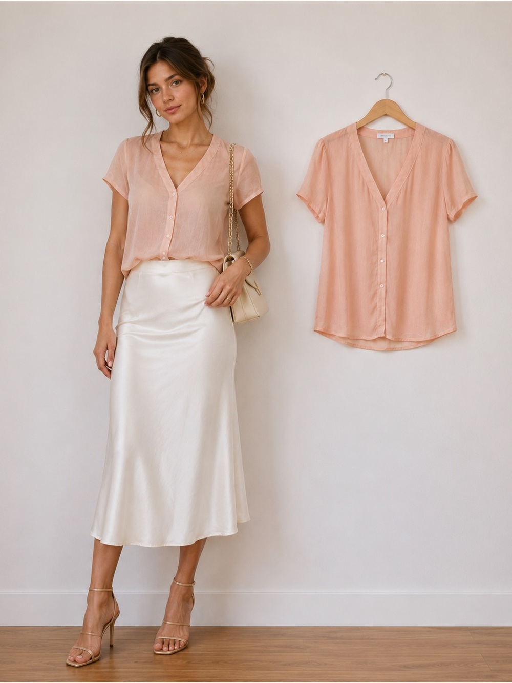 Costume National Silk Blouse Made in Italy Sz 44 US 8 NWT Blush Pink